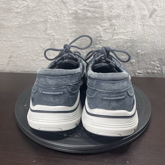 Skechers Mens Sz 10.5 Navy Blue Canvas Relaxed Fit Expended Kevan Oxfords Shoes - Picture 4 of 10